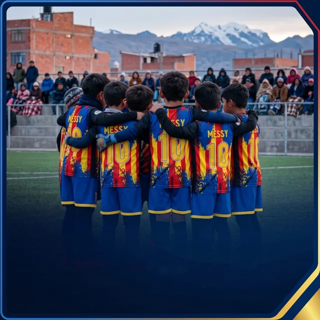 Jugadores de Nuevas Estrellas abrazados en ronda antes de jugar
